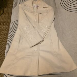 Elegant Women's Cream Wool/Cashmere Coat